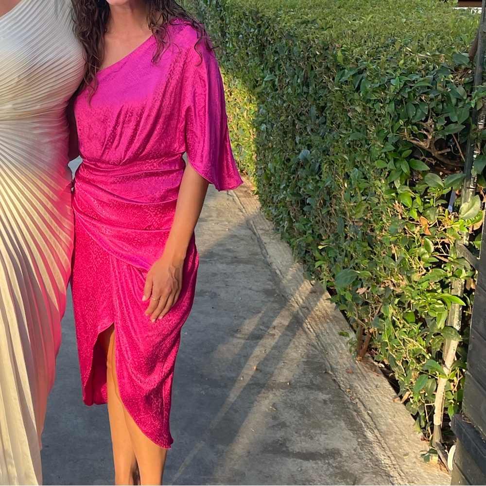 Hot pink one shoulder dress